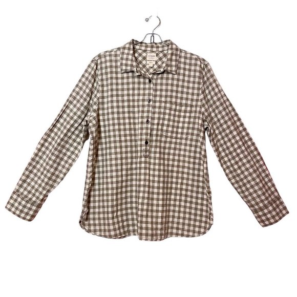 J. Crew Factory Tops - J. Crew Factory Boy Fit popover Long Sleeve Shirt Plaid 100% Cotton Size Large